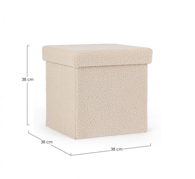 4x Pouf beige in bouclé 38x38x38 cm