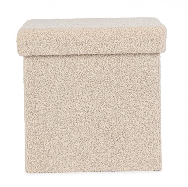 4x Pouf beige in bouclé 38x38x38 cm