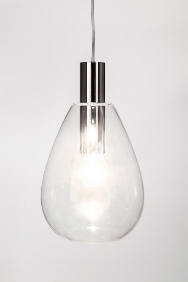 Lampadario 1 luce trasparente argento D.18,5x130h