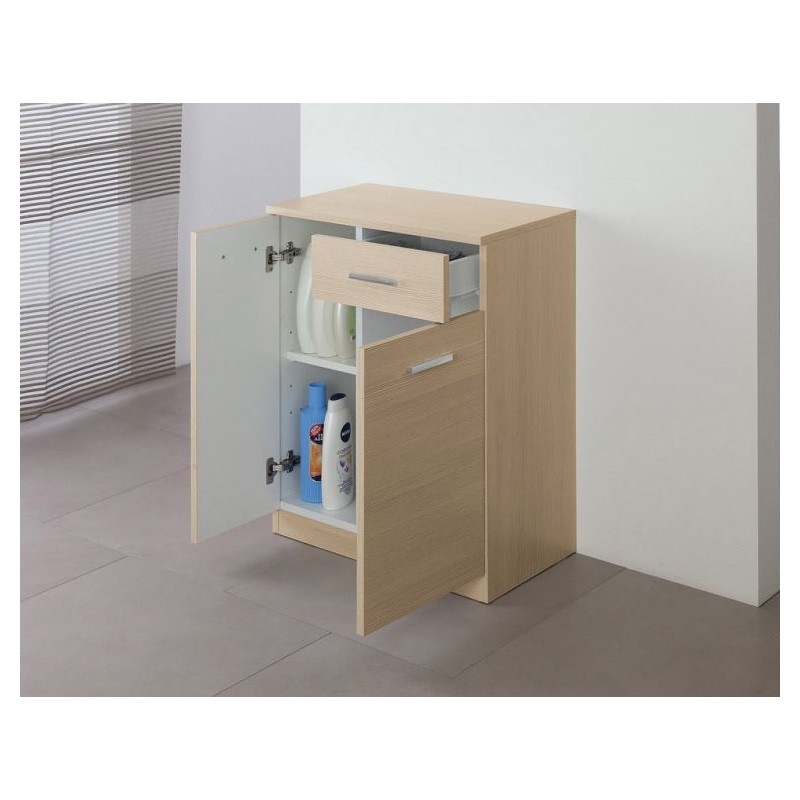 Armadietto da bagno due ante un cassetto Larice 60x34x h78,5 cm