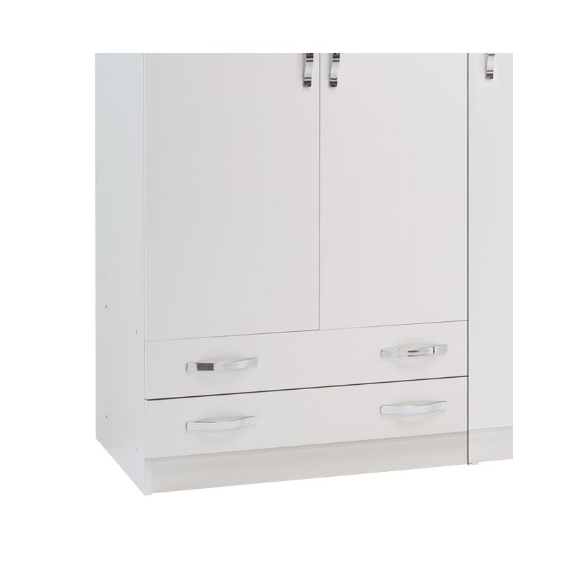 Armadio 3 ante con cassettiera Bianco Frassinato Cm 135x52xH 210