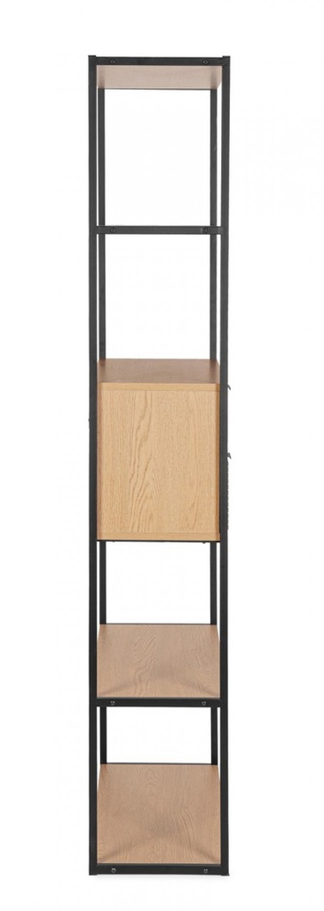 Libreria nera e naturale 84,5x35x200 cm