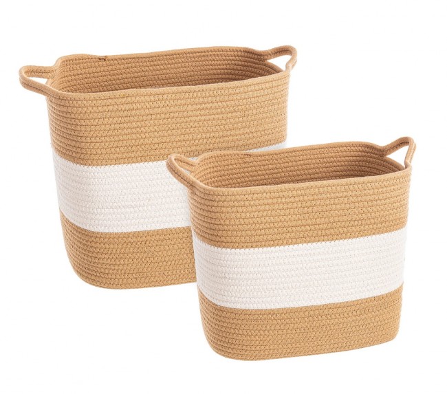 2x Set2 Cesta Flow 2M Rett Naturale-Bianco
