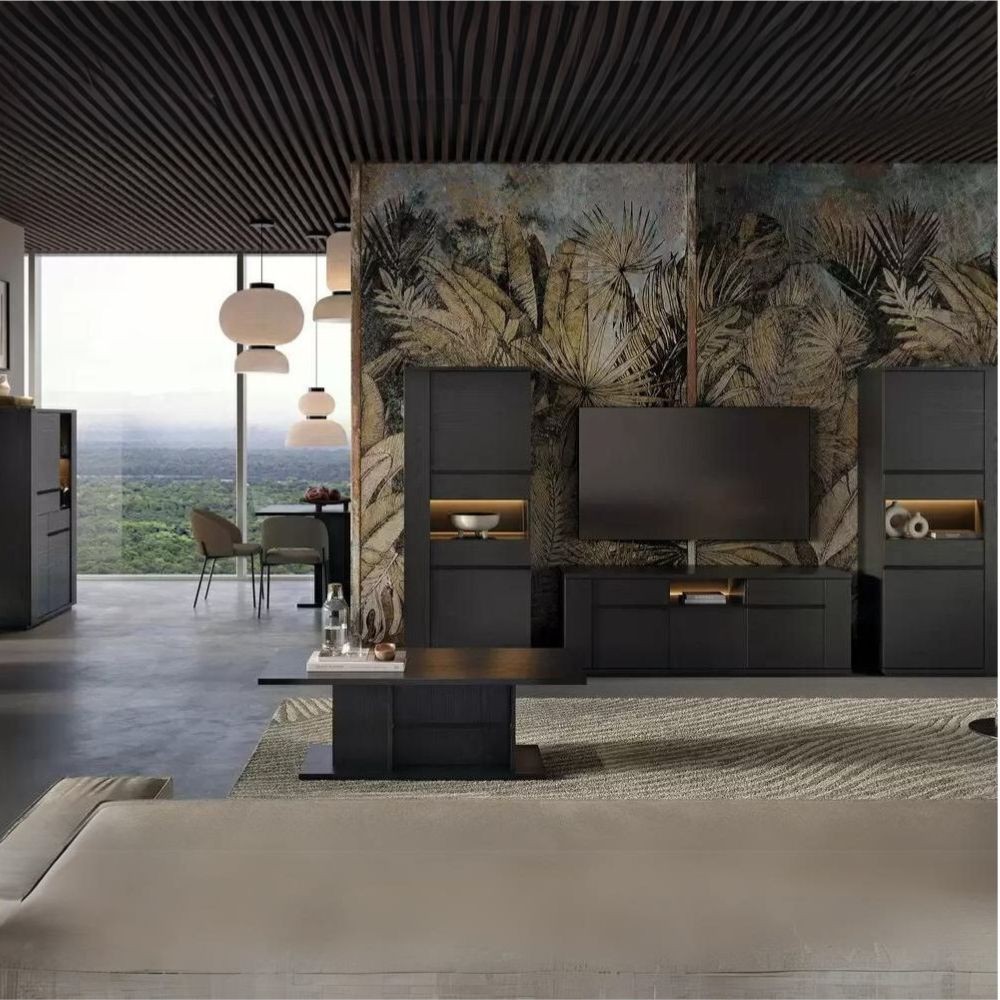 Vetrina ante nera 117x49x157 cm