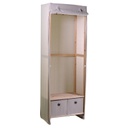 Armadio legno e stoffa 2 cassetti legno naturale rettangolare 58x36x268h cm