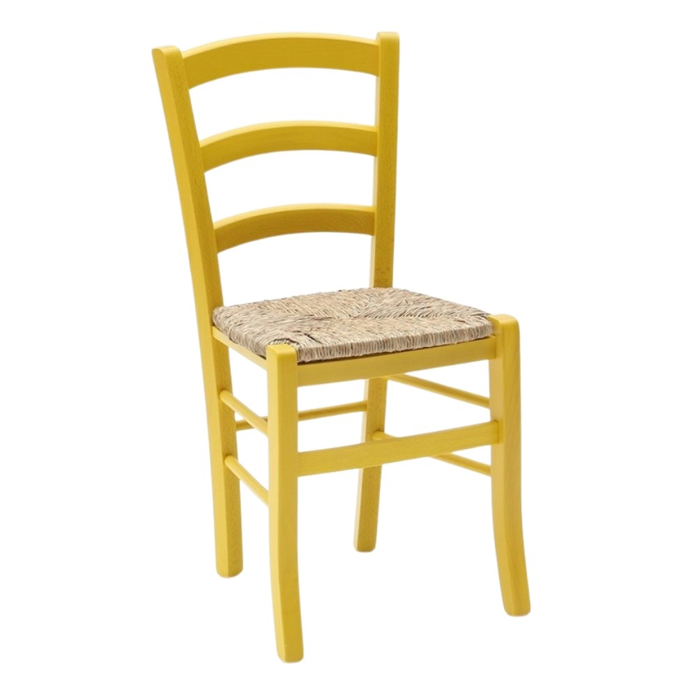 Sedia gialla in legno di faggio 41x42x88