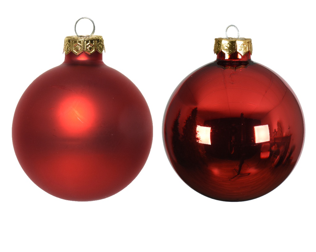 Set di 6 palline di Natale rosse 8 cm