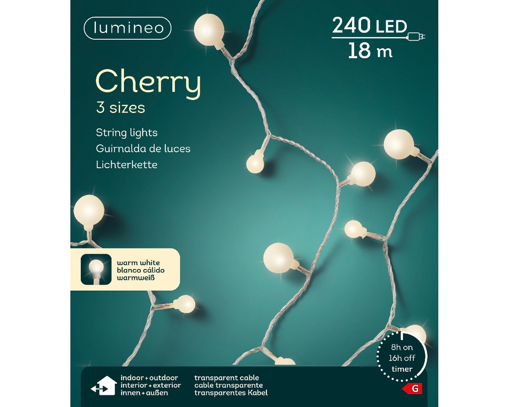Luci LED ciliegia fisse 1800 cm, 240 led
