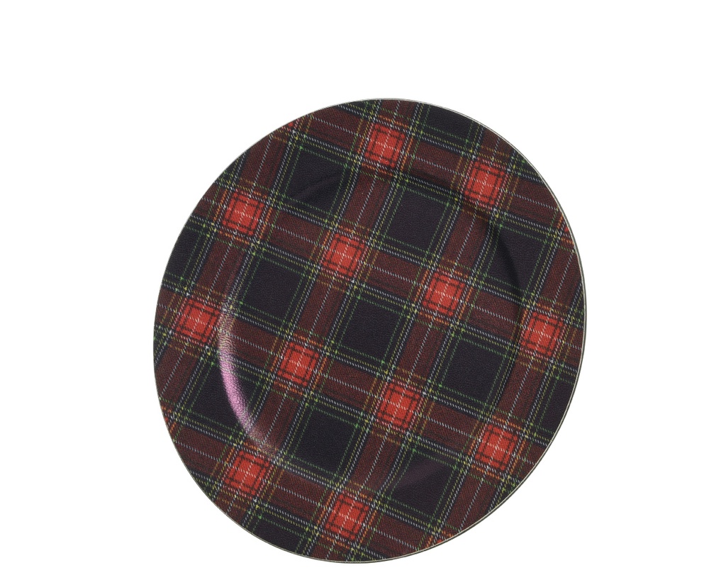 Piatto decorativo rosso 33x1.5 cm a quadri