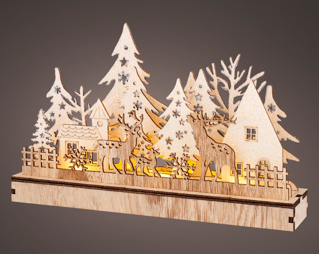 Paesaggio natalizio 10 LED 6x30x19 cm
