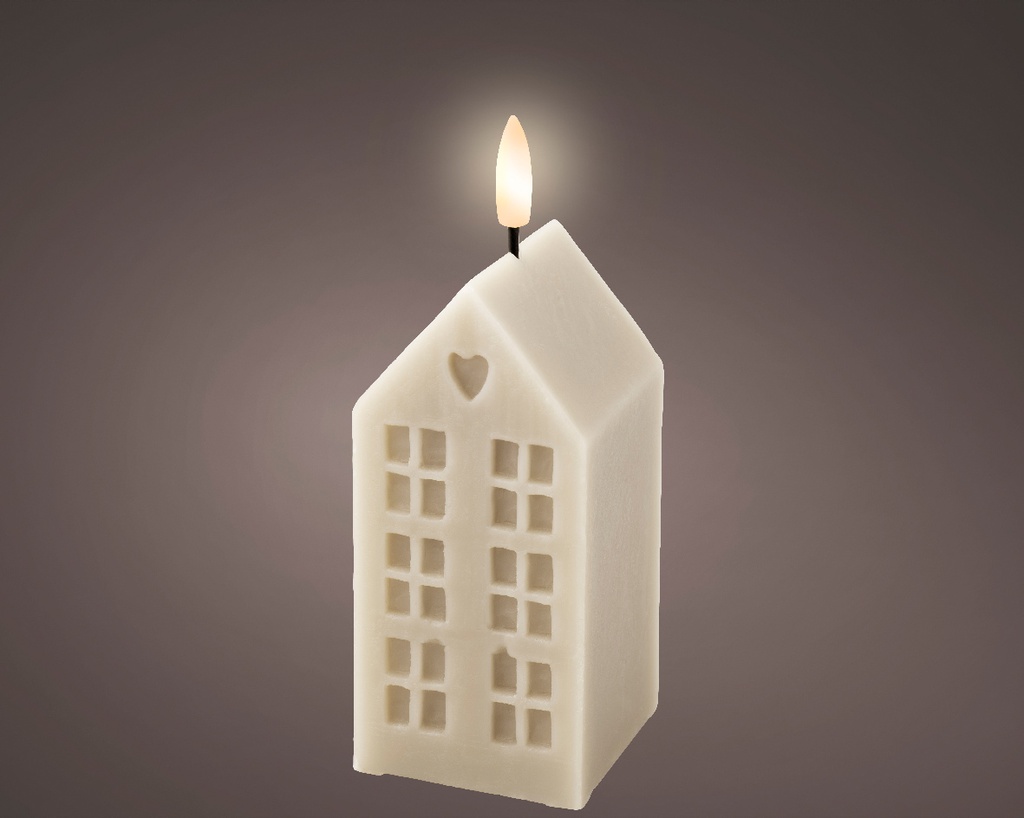Candela LED in cera bianca 6x6x14,8 cm