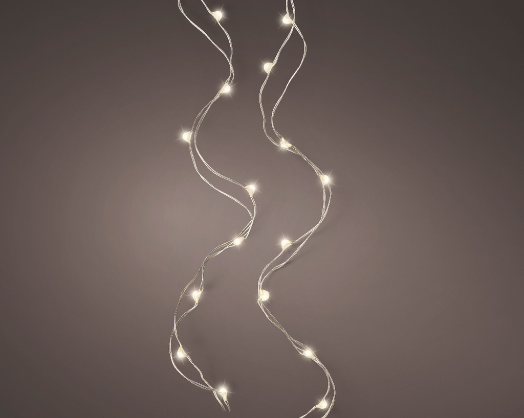 Micro luci LED fisse 295cm 60 led argento