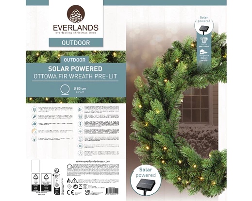 Corona solare LED verde/bianco 80cm x 10cm