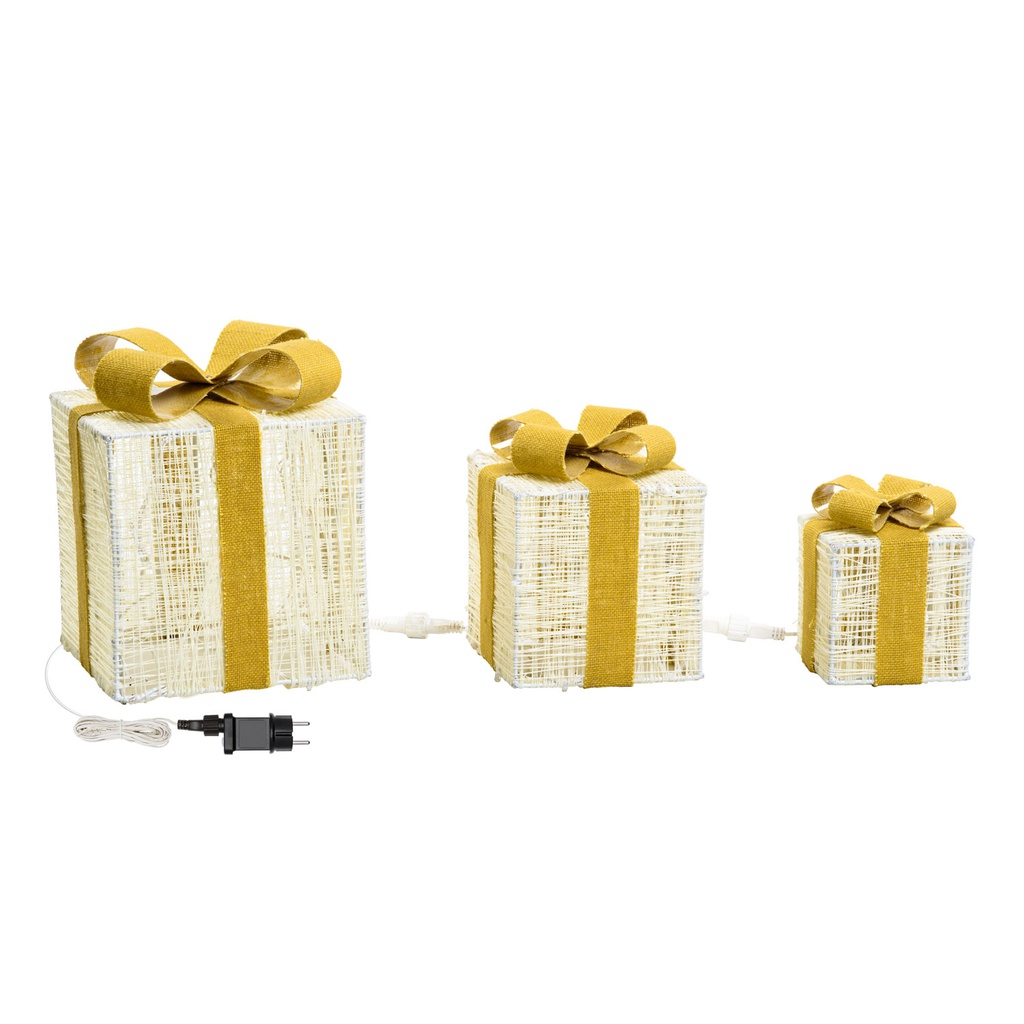 Set 3 pacchi regalo 3D H25x20x15cm 120 LED