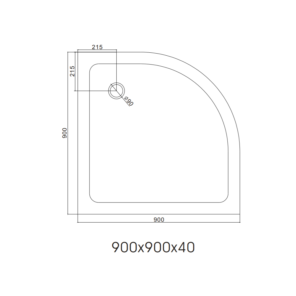 Piatto doccia semicircolare 90x90 cm acrilico