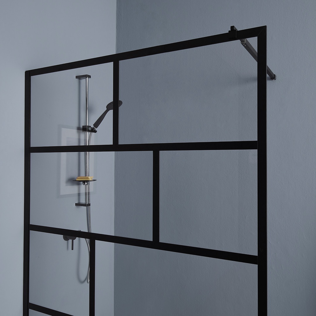 Box doccia walk in 110 cm cristallo trasparente telaio nero