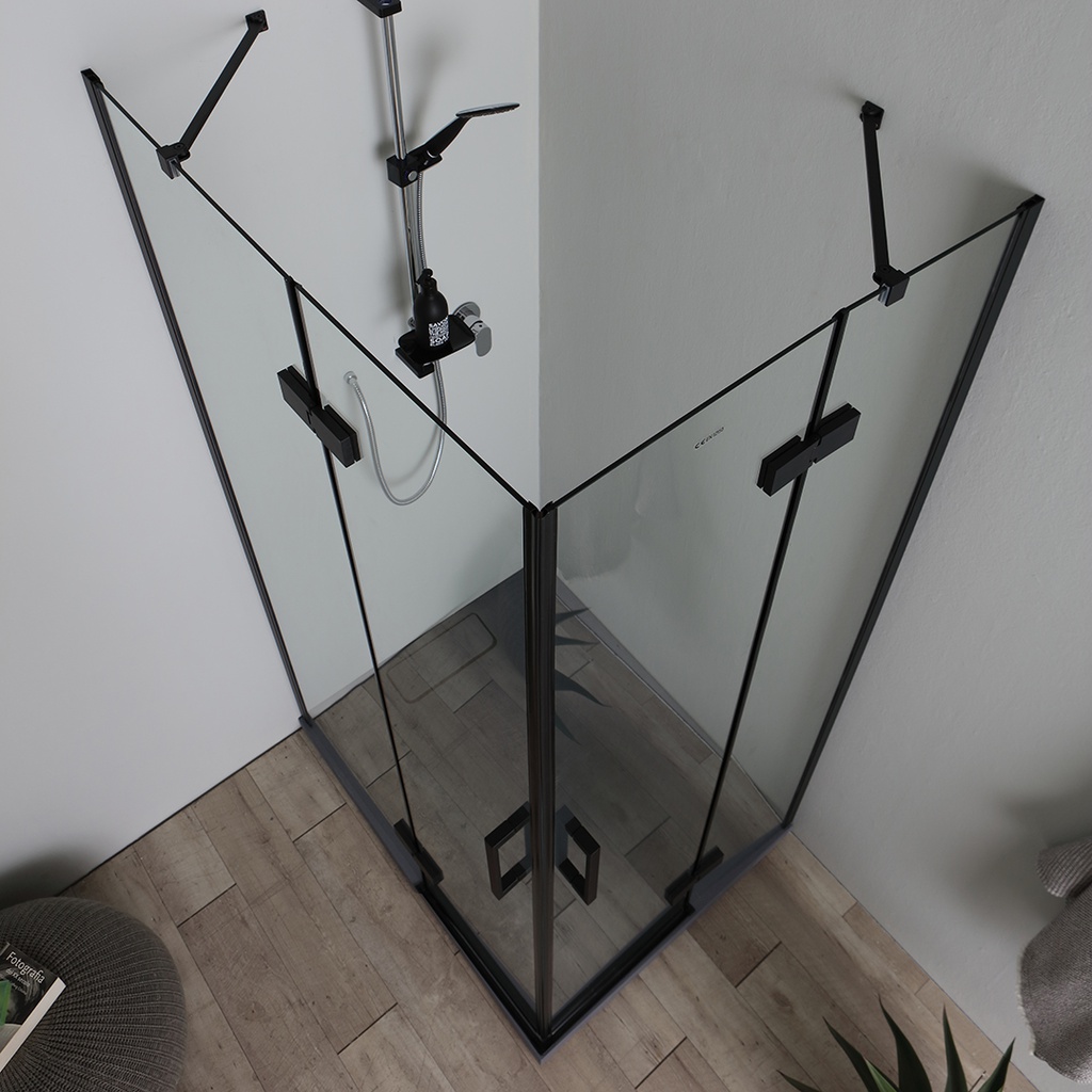 Cabina doccia nera 90x70 vetro trasparente