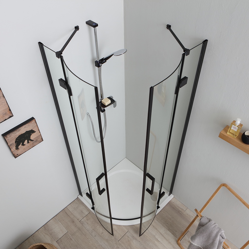 Box doccia semicircolare 90x90 apertura battente nero