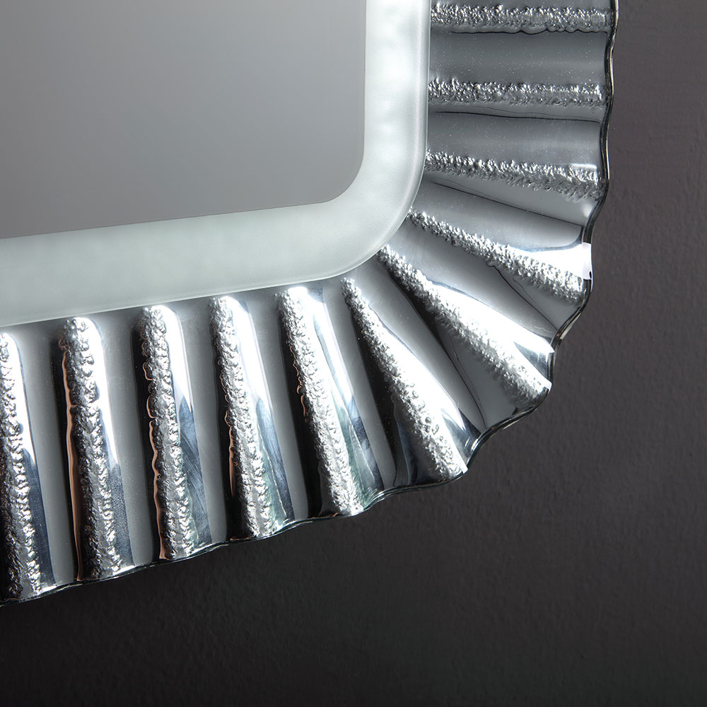 Specchio con cornice in vetro argento 94x68