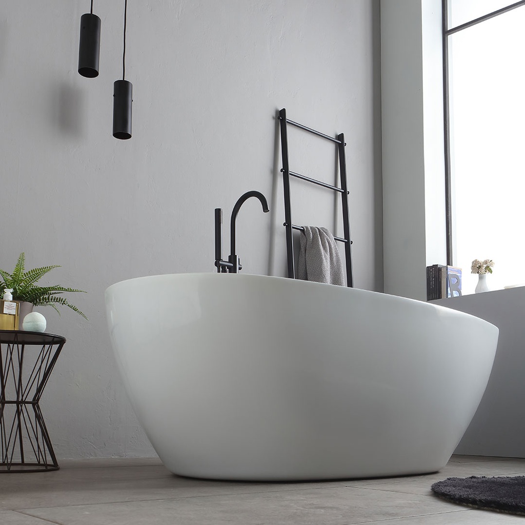 Vasca da bagno centro stanza in acrilico bianco