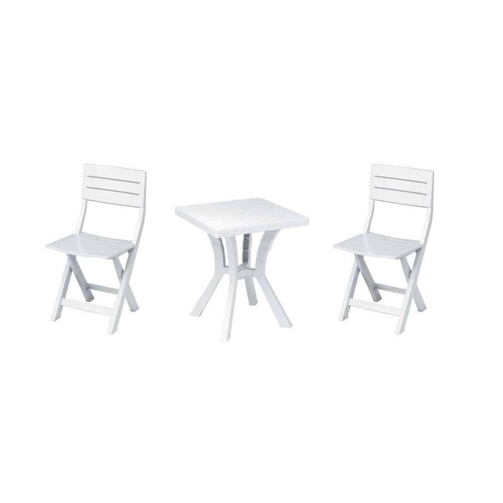Set duetto resina tavolo + 2 sedie bianco 