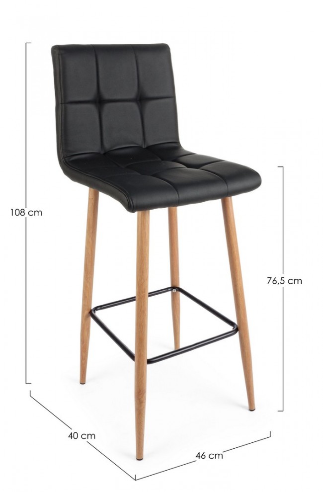 2x Sgabello Bar Bruce Pu Nero