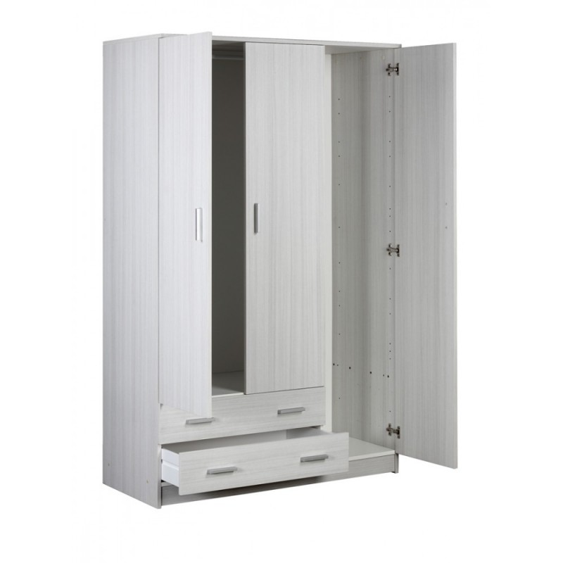 Armadio tre ante due cassetti Bianco 115x52x h180 cm