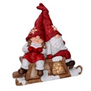 Babbo natale led resina con bimba rossocm40x26h15