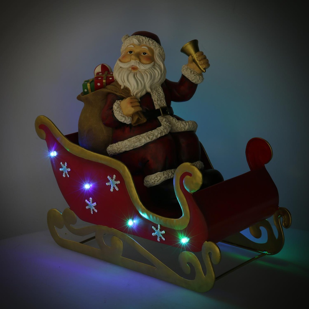 Babbo natale metallo slitta rosso cm32x17h29