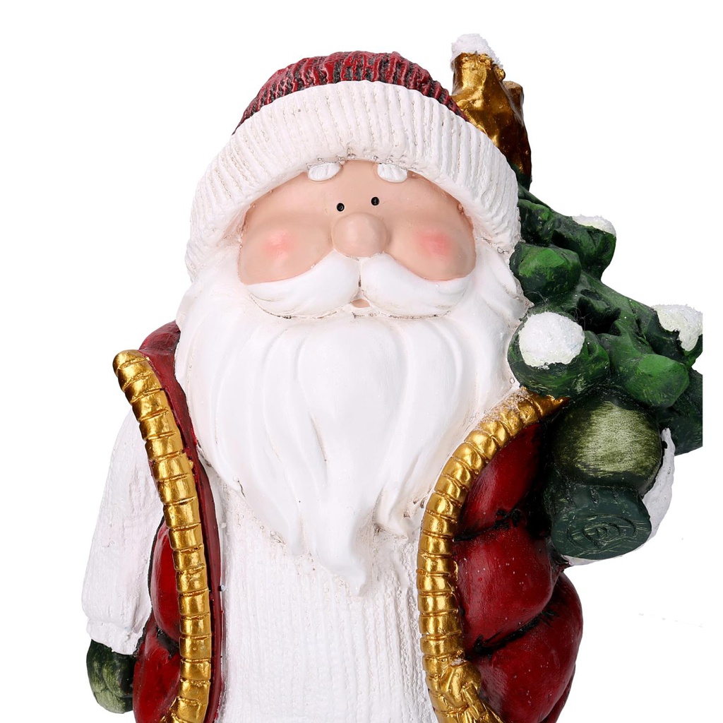 Babbo natale resina con albero rosso cm28x18h42,5