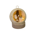 Babbo natale metallo led dentro pallinaoro cm ø11h15