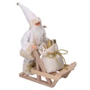 Babbo natale tessuto con slitta regali bianco oro cm33x12h30