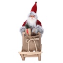 Babbo natale tessuto con slitta regali grigio rosso cm33x12h30