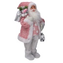 Babbo natale tessuto lanterna rosa cm40x23,5h80