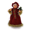 Babbo natale tessuto signora con sciarpa marrone rosso cmh45