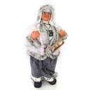 Babbo natale tessuto signora con slittagrigio cm35x17h60