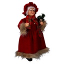 Babbo natale tessuto signora con sciarpa marrone rosso cmh45