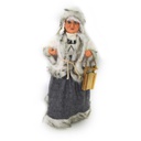 Babbo natale tessuto signora con slittagrigio cmh45