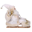 Babbo natale tessuto su slitta bianco oro cm33x12h30