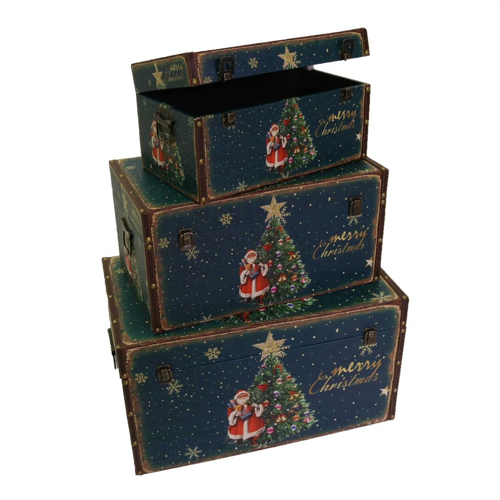 Baule ecopelle 1-3 blu albero rettangolare cm59x36h33