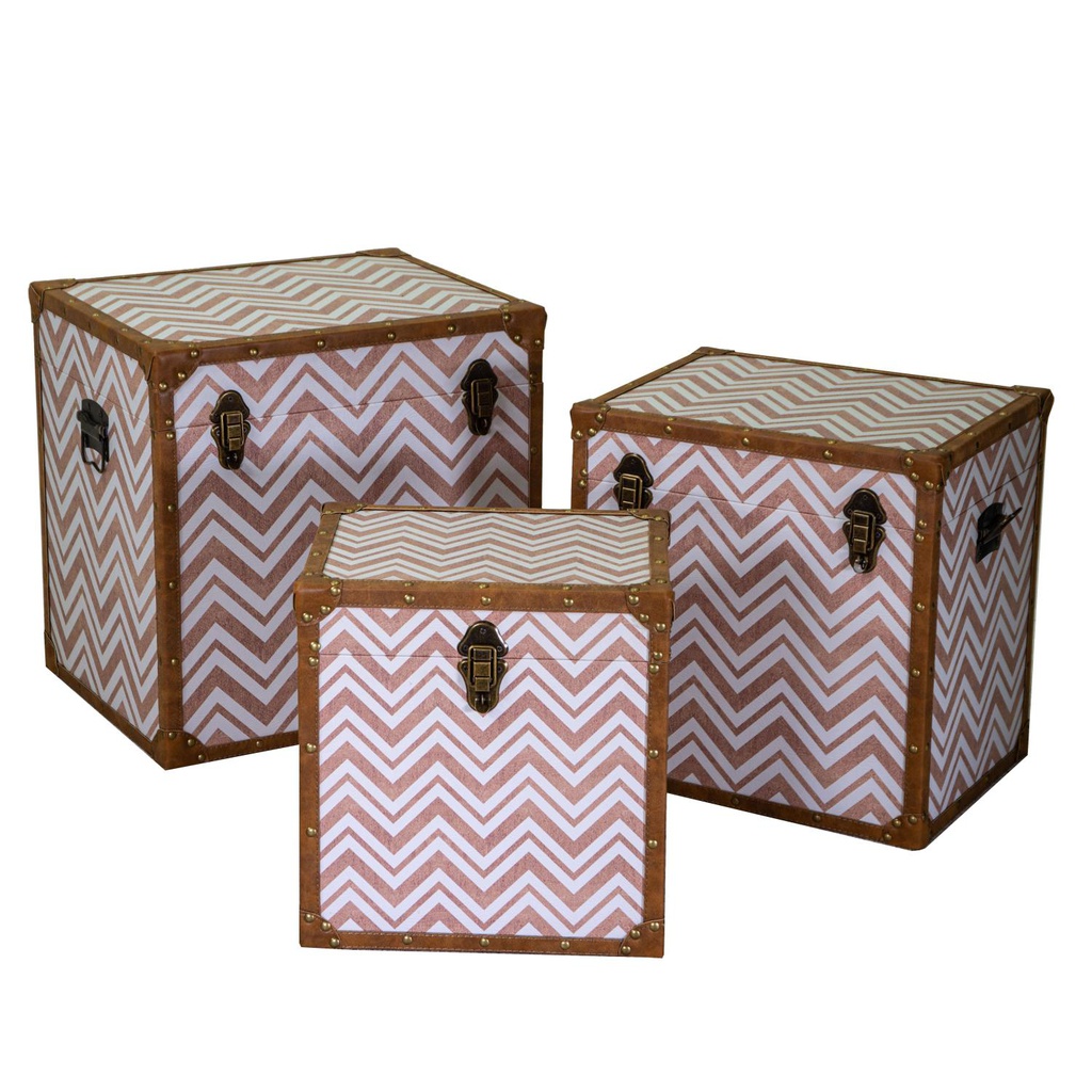 Baule ecopelle 1-3 marroncino quadro cm 50x50h40