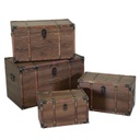 Baule legno ecopelle 1-4 marrone rettangolare cm 68x38h40