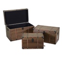 Baule legno ecopelle 1-4 marrone rettangolare cm 68x38h40