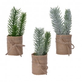Albero di natale mini in sacco di juta assortito 5x h15 cm pz 1 