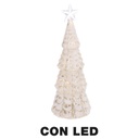 Albero led vetro con stella bianco cm ø9,5h26