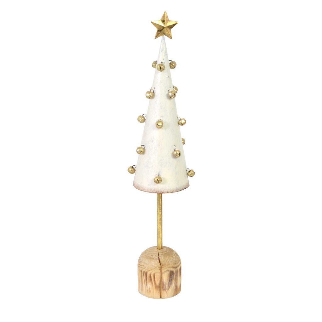 Albero metallo bianco con stella oro cmø7h33