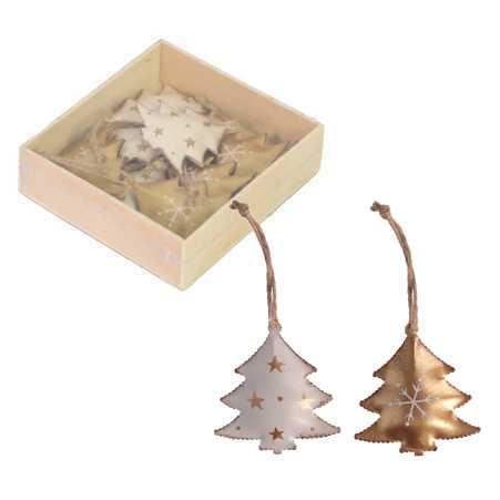 Albero metallo confezione 8pz bianco oro cm10x10h3