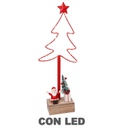 Albero metallo led con babbo natale rosso cm7x15h39