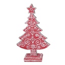 Albero resina rosso con decori bianchi cm16x5,7h24