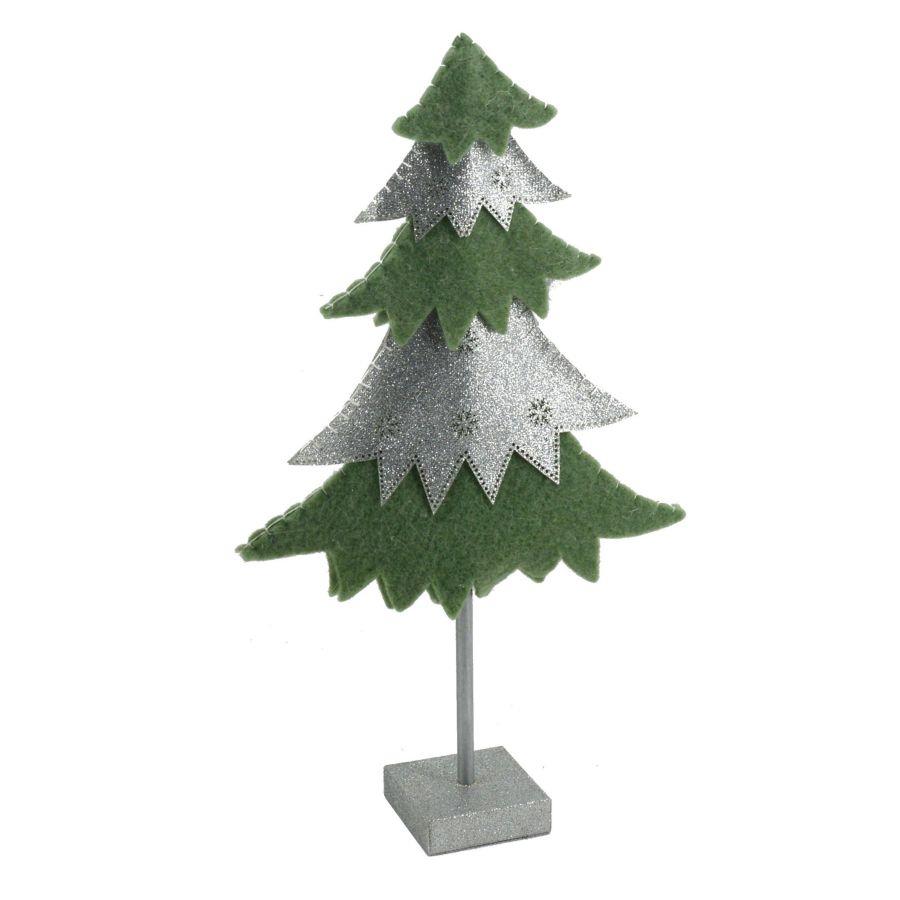 Albero tessuto verde e argento cm21x7h41